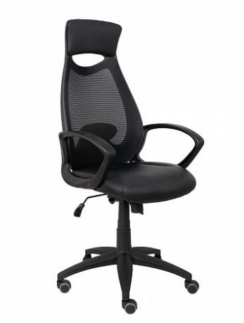 Кресло поворотное POLARIS, сетка/экокожа, черный