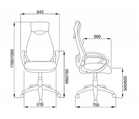 Кресло поворотное POLARIS, сетка/экокожа, серый/черный