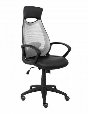 Кресло поворотное POLARIS, сетка/экокожа, серый/черный