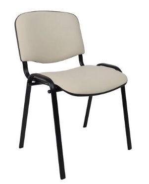 Стул на раме ISO BLACK V-18, кожзам, кремовый